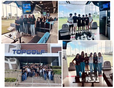 Group of friends enjoying a day at Topgolf.
