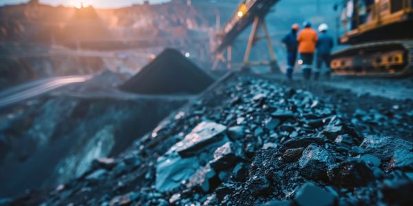 Des hommes autour d'une excavatrice 