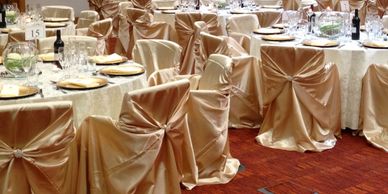 Ruched Fashion Spandex Banquet Chair Cover Gold at CV Linens