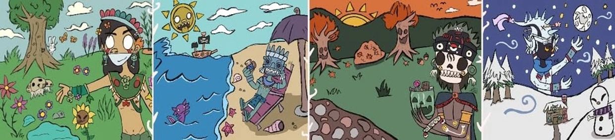 Calendario literario, ilustración Ángel Xochipa