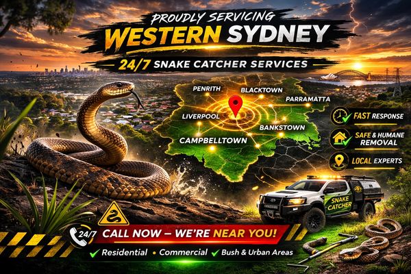 24/7 Western Sydney snake catcher servicing Campbelltown, Liverpool, Blacktown and nearby suburbs.