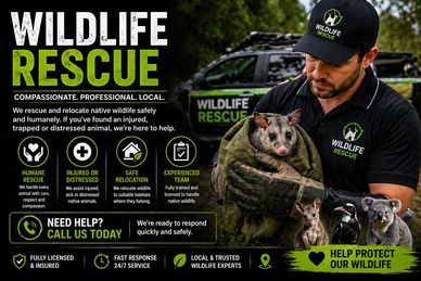 Wildlife rescue service assisting with injured, trapped or distressed animals, providing safe and hu
