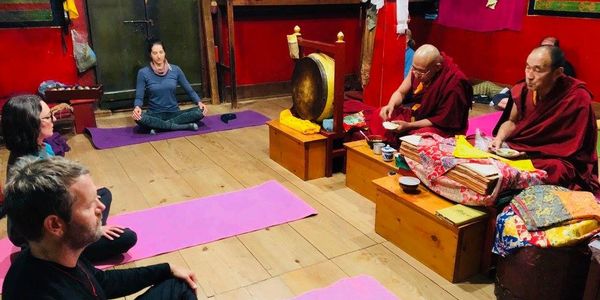 Probably one of the most divine places to meditate.  We were in the special monks meditation hall and they carried about their business as normal whilst we meditated and practiced yoga.  Note here, they are snacking!