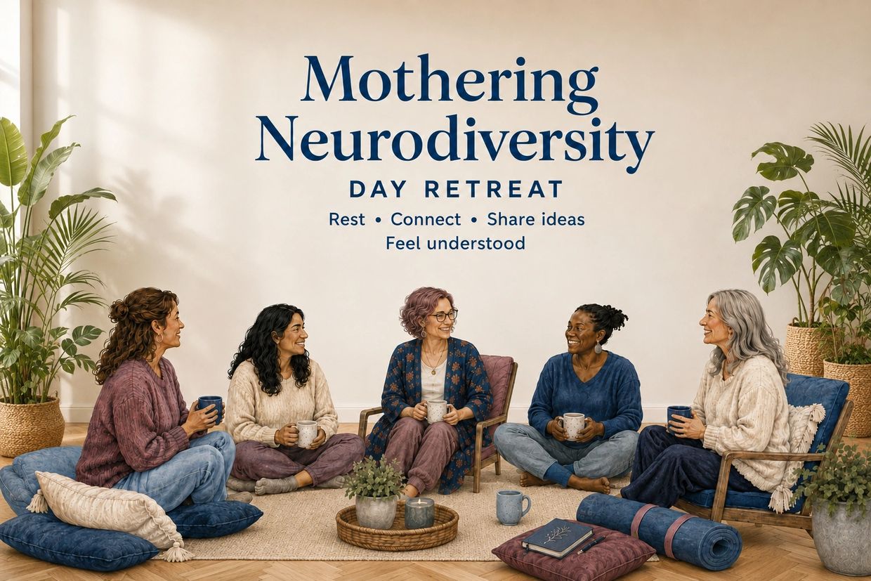 Mothering Neurodiversity Day Retreats. support for mothers, autisum, adhd, audhd, dyslexia, yoga