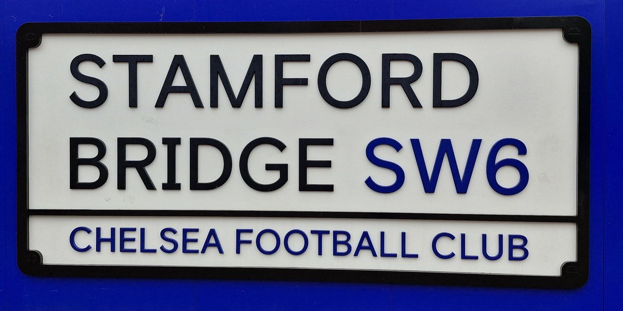 The Stamford Bridge SW6 Chelsea Football Club sign.