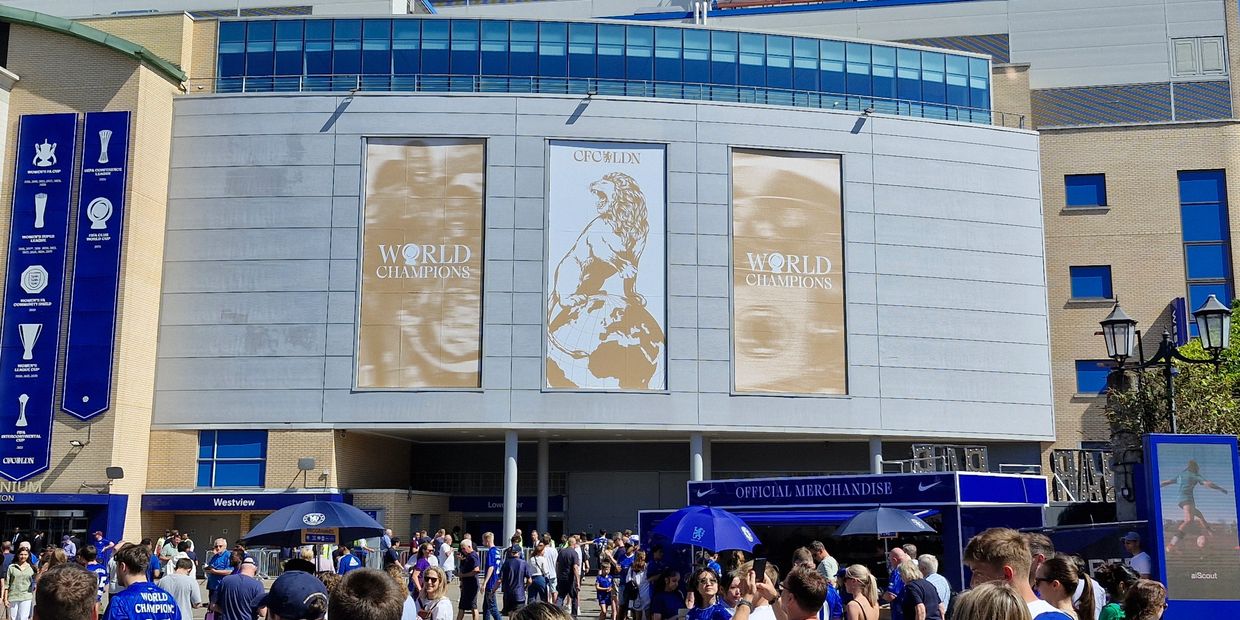 An entrance to the West Stand on a busy match day.