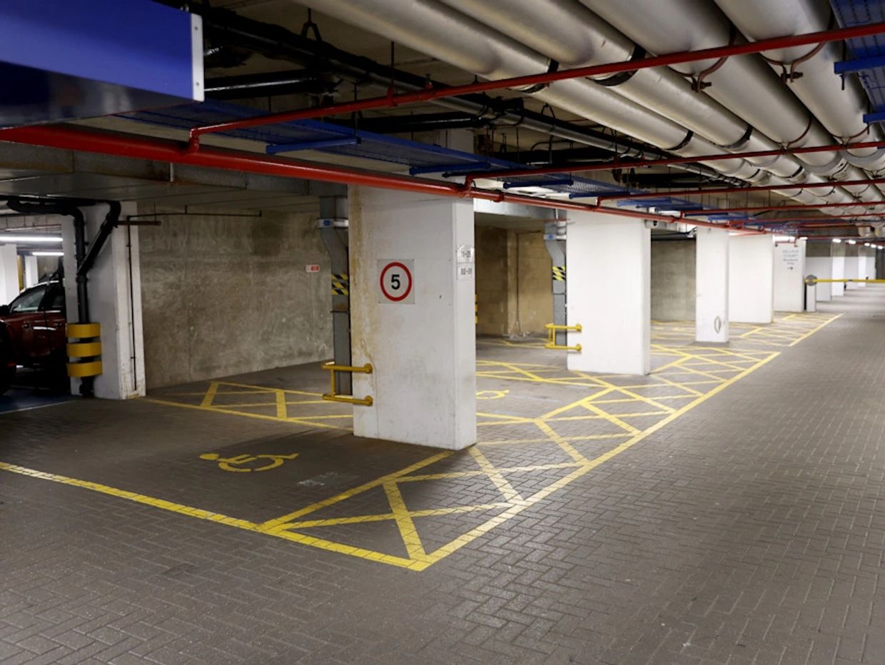 Disabled parking bays at Stamford Bridge's underground car park.