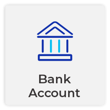 Icon of a bank building labeled 'Bank Account'.