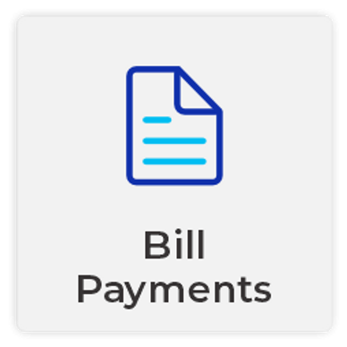 Icon representing bill payments with a document and text lines.