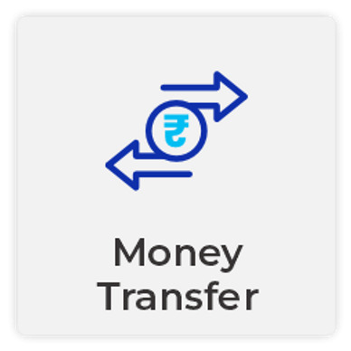 Icon showing money transfer with Indian Rupee symbol and arrows.