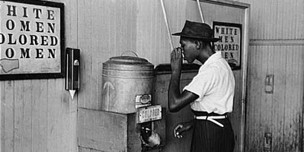 Separate but equal photo of separate water fountains.  Photo from library of congress archives.  loc