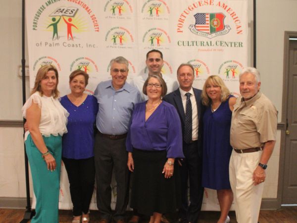 Group photo at Portuguese American Cultural Center event in Palm Coast.
