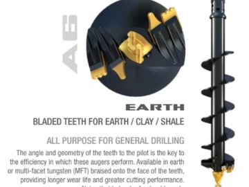 Earth auger bit with bladed teeth for drilling.