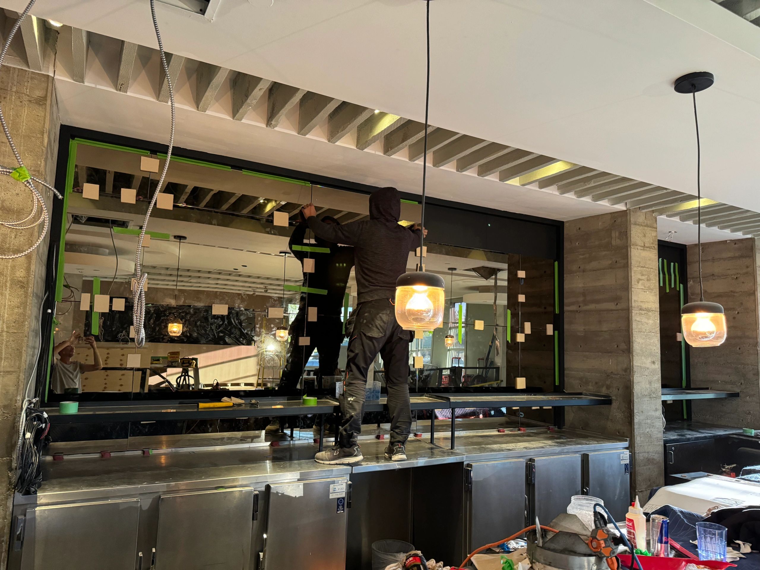 Custom wood cabinetry and millwork installed for commercial interior in Calgary, AB.
