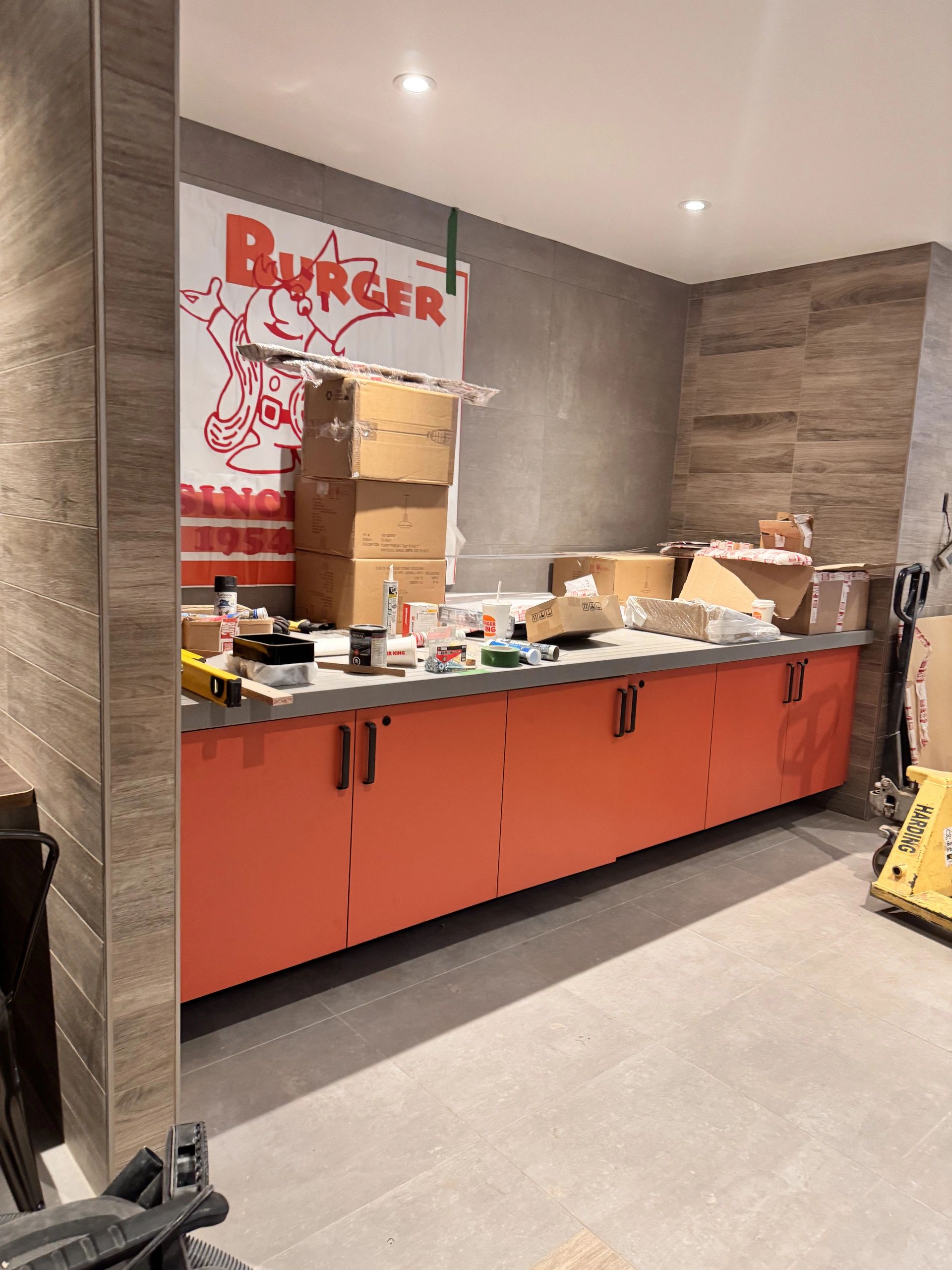 Custom wood panel installation for commercial space in Vancouver, BC.