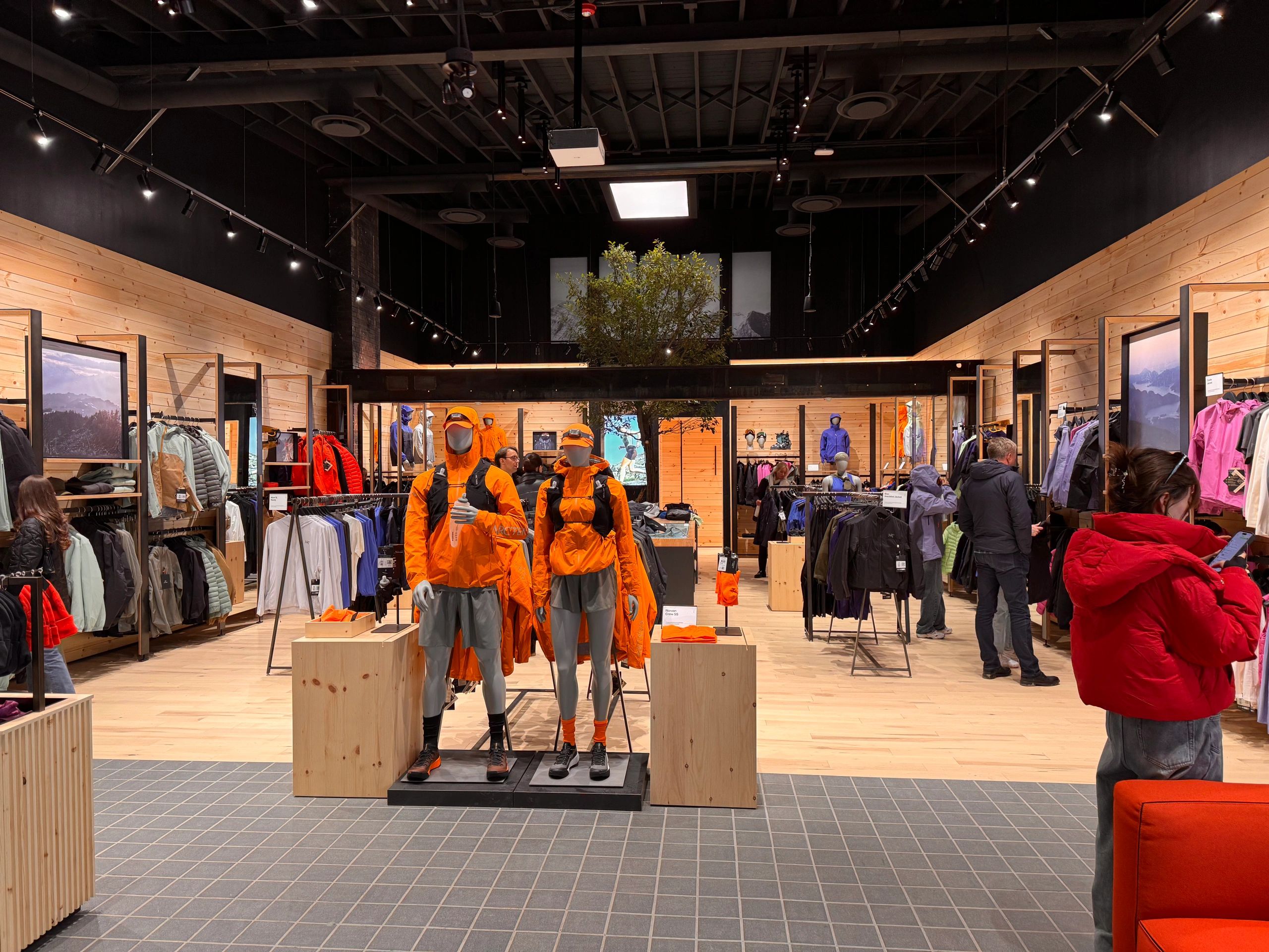 Retail millwork installation with display cabinetry and wood paneling in Banff, AB