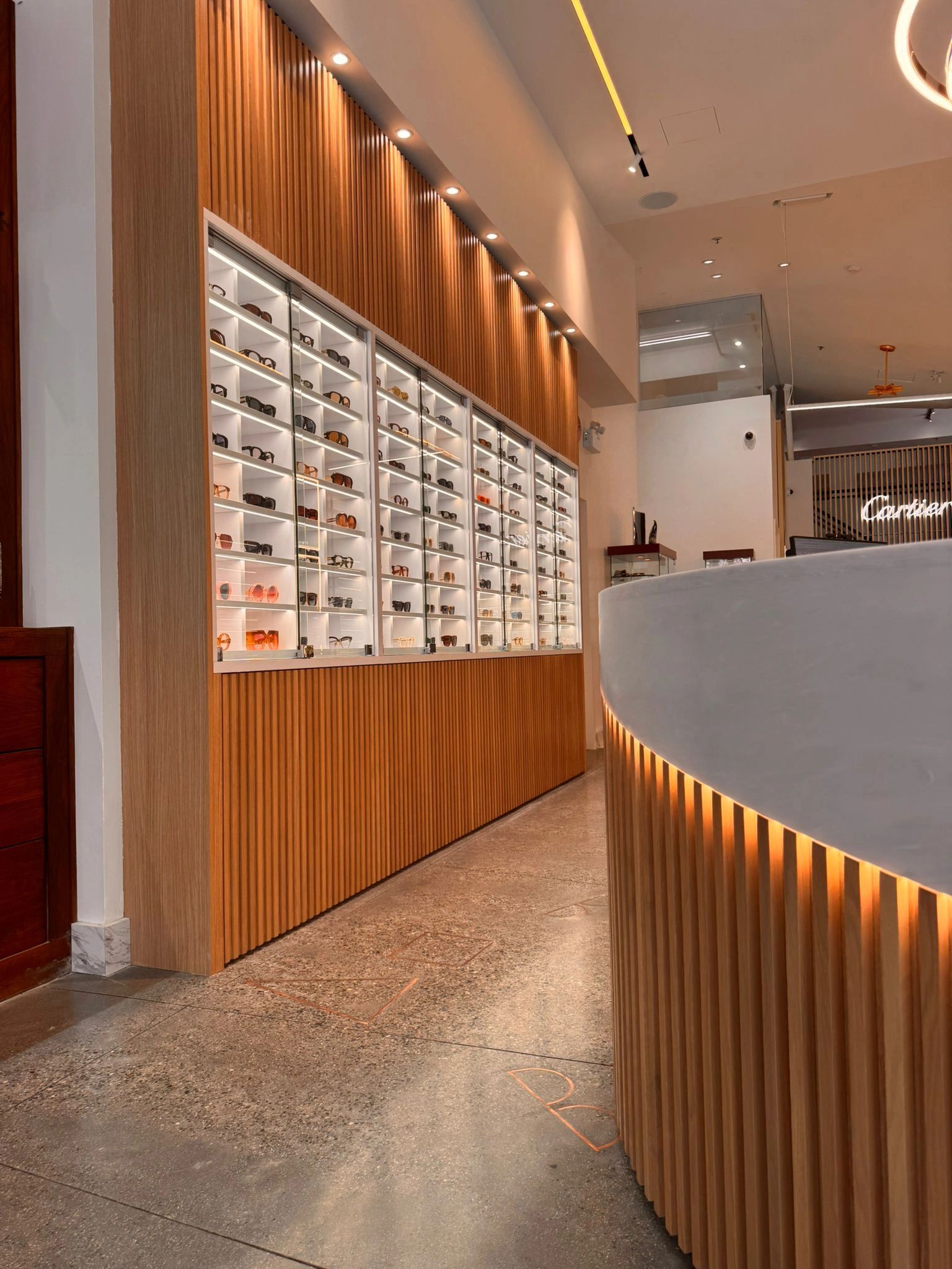 Luxury interior millwork installation with custom wood elements in Vancouver, BC.