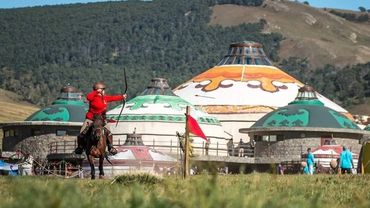 2019 Mongolian Spirit International riding a Mongolian horse. Mongolia. 