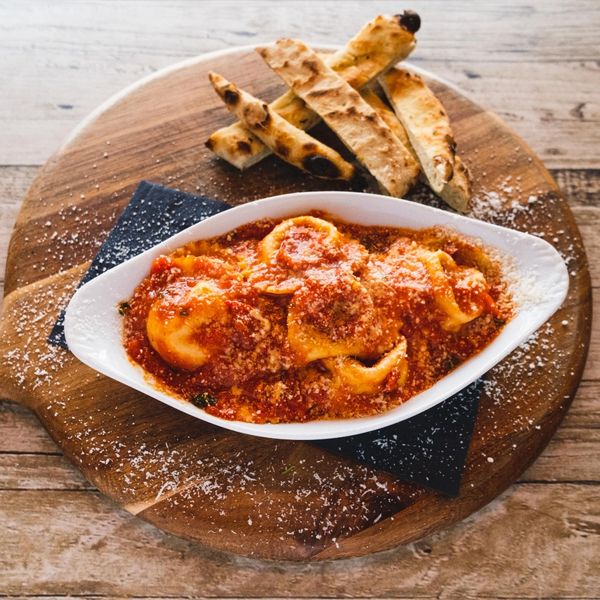 Ravioli in a spicy tomato sauce