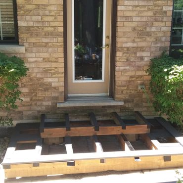 New back steps with composite decking 
