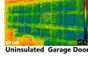 Garage door is cooler than the interior of the garage, the warmer air in the garage is being replaced by cooler air via conduction through the door. 