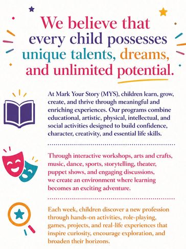 Inspirational message about children's unique talents and learning at Mark Your Story.