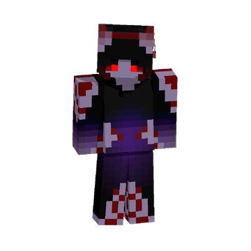 Minecraft character with dark and red demonic-themed skin.