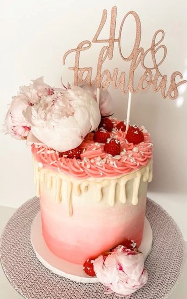 Red Ombre Birthday Cake with White Drip