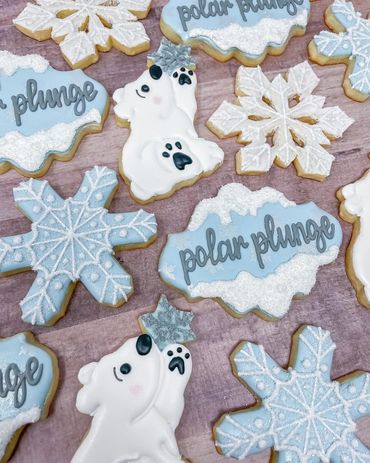Polar Bear and Snowflake "Polar Plunge" Cookies
