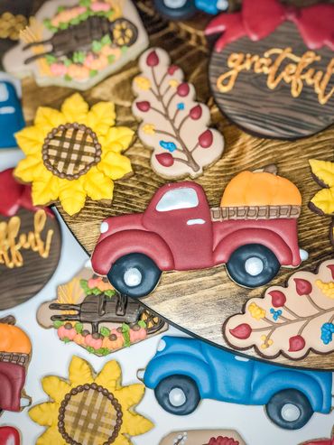 Fall Truck and Flower Cookies