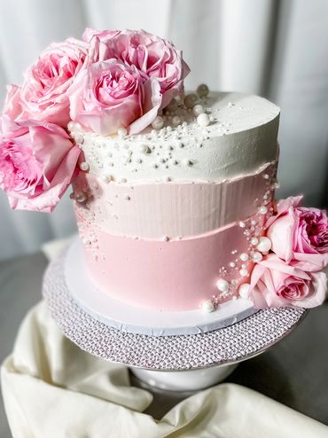 Artistic Pink Layer Birthday Cake