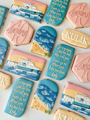 Nautical Wedding Anniversary Cookies