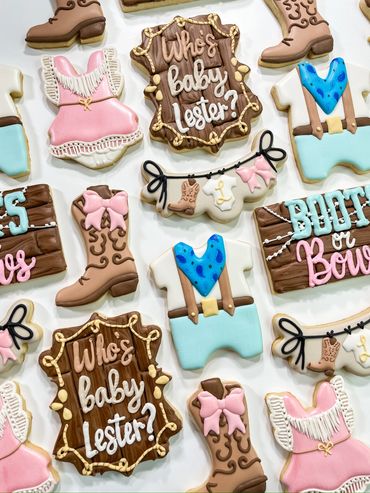 Boots or Bows Gender Reveal Cookies