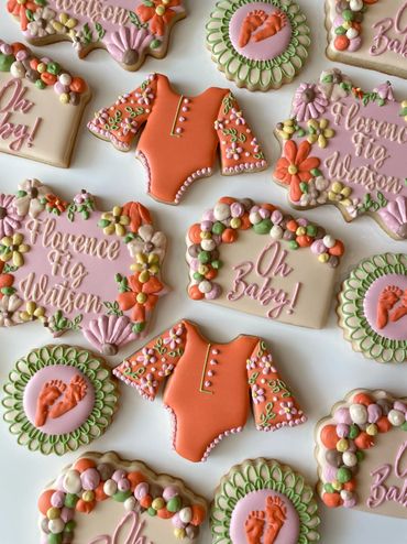 Boho Floral Baby Shower Cookies