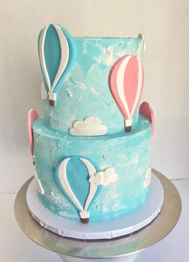 Gender Reveal Hot Air Balloon Cake