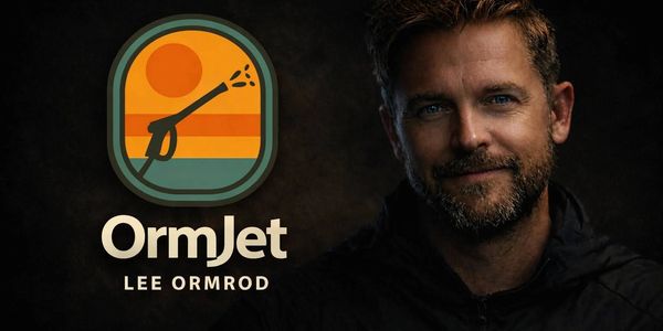 Portrait of Lee Ormrod next to the OrmJet logo.