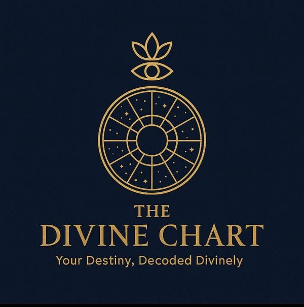 Logo of The Divine Chart with celestial design.
