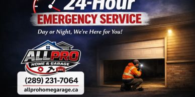 24-hour emergency garage service ad by AllPro.