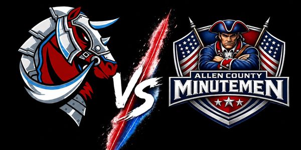 Two sports team logos facing off with a VS symbol between them.