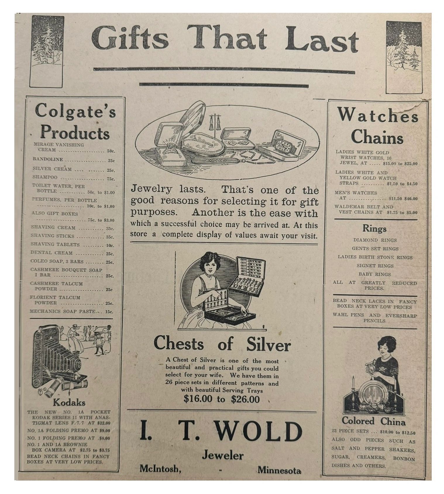 Christmas Advertisements from December 1925: The McIntosh Times