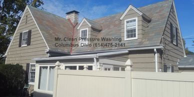 Slate roof after steam cleaning.