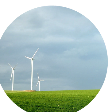 Wind turbines.