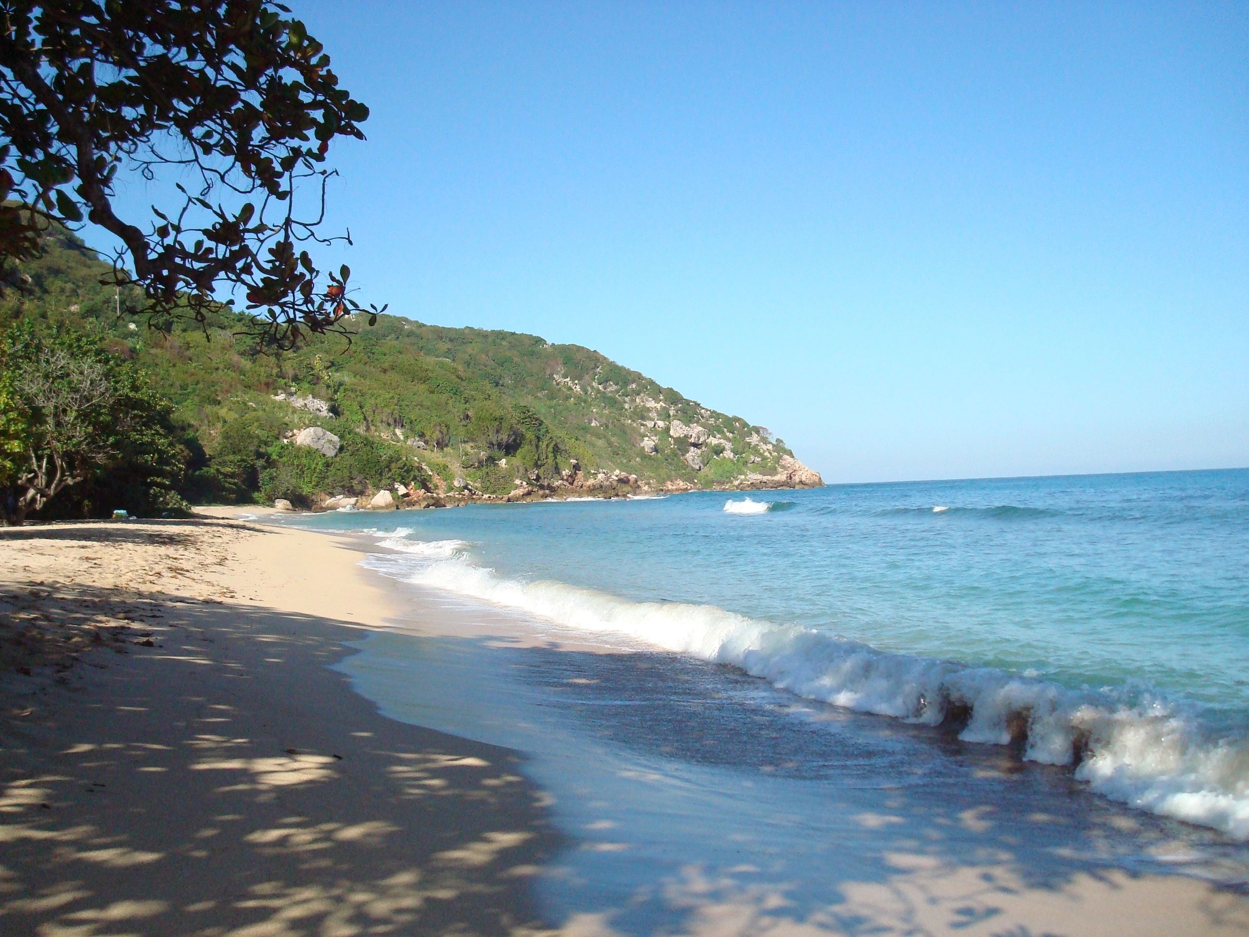 A viva Ocean beach with mountain