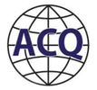 Logo with globe and letters ACQ in blue.