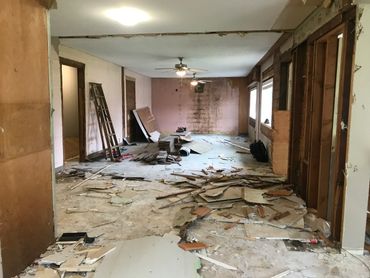 Large wall removal to accomodate an open concept house style.
