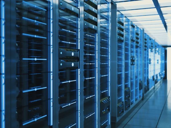 Data Center image blue angle one row