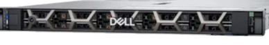 Front view of a Dell PowerEdge server with multiple drive bays and ports.
