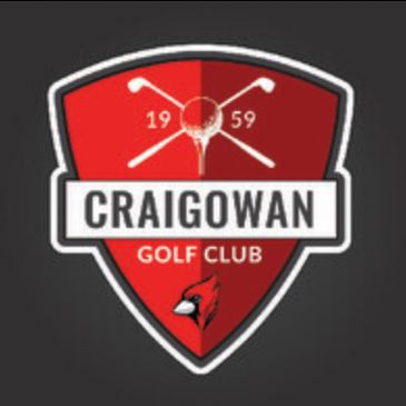Craigowan Golf Club logo with crossed golf clubs and a cardinal bird.