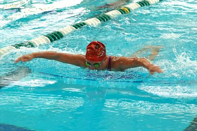 swimmer competes in breaststroke at 2024 Nevada Senior Games. Photo by Tim Dorman