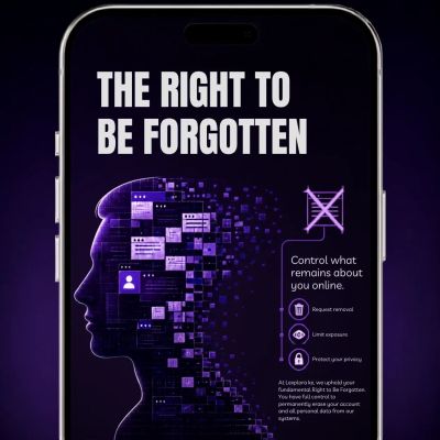 Illustration highlighting the 'Right to be Forgotten' concept for online privacy.